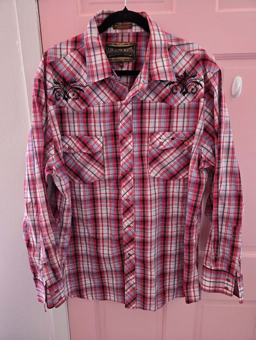 Los Altos Boots Red Plaid Western Shirt